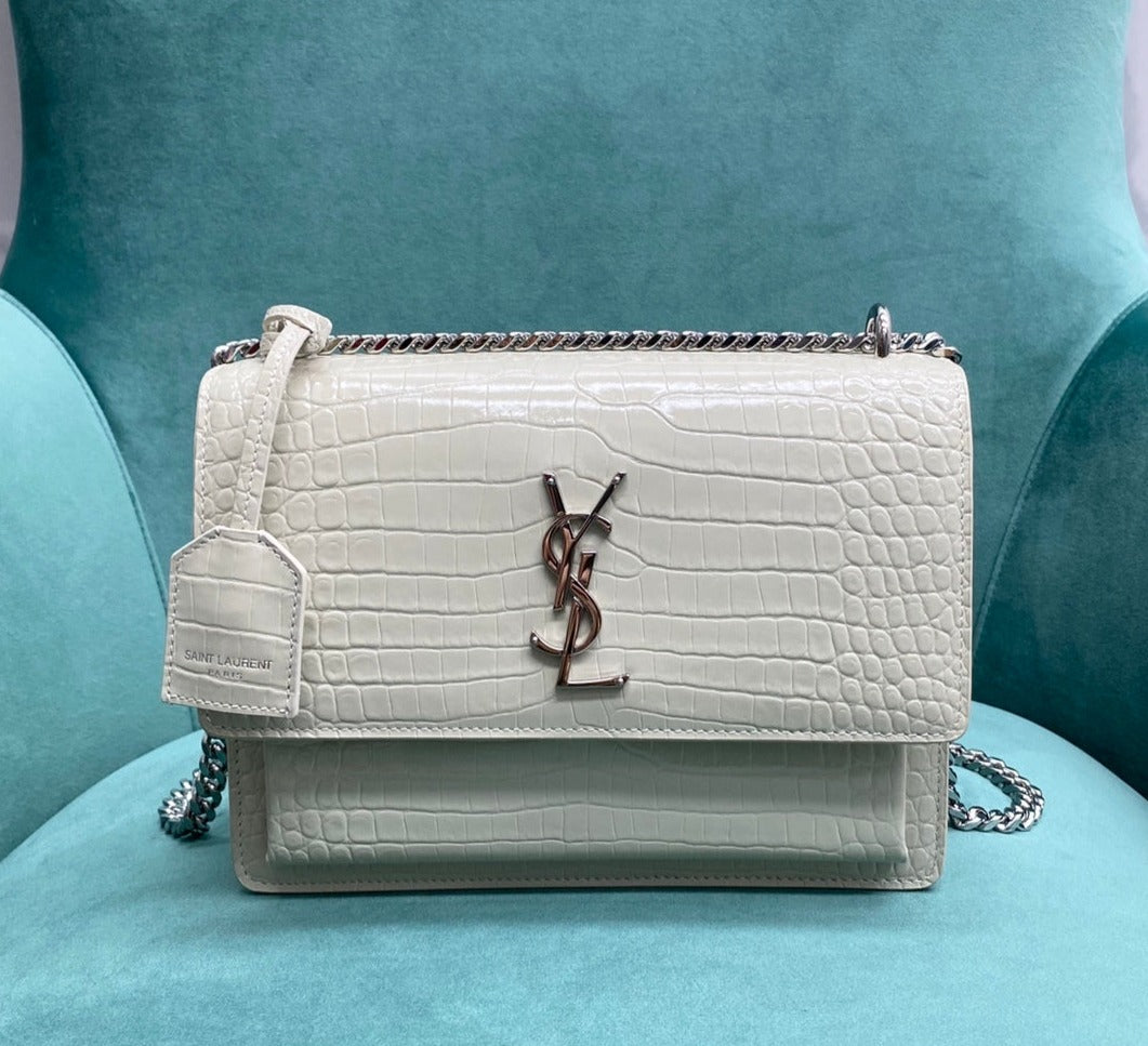 YSL SUNSET MONO BAG Crocodile