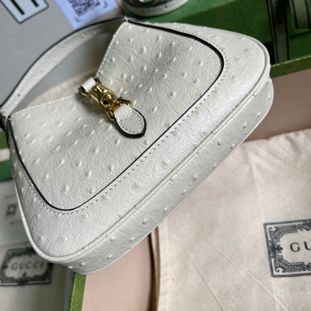 Gucci Jackie Ostrich Shoulder Bag