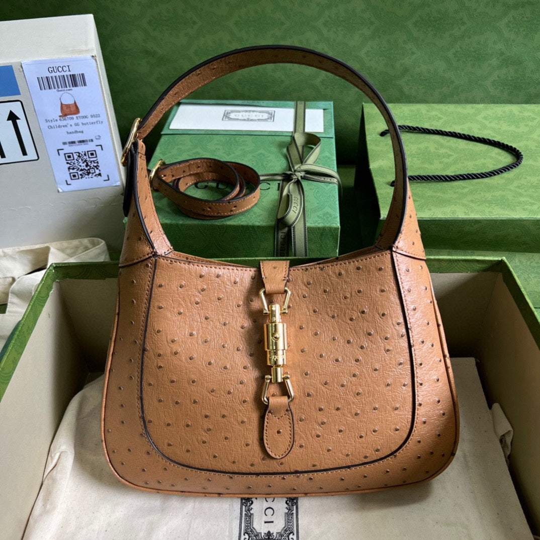 Gucci Jackie Ostrich Shoulder Bag