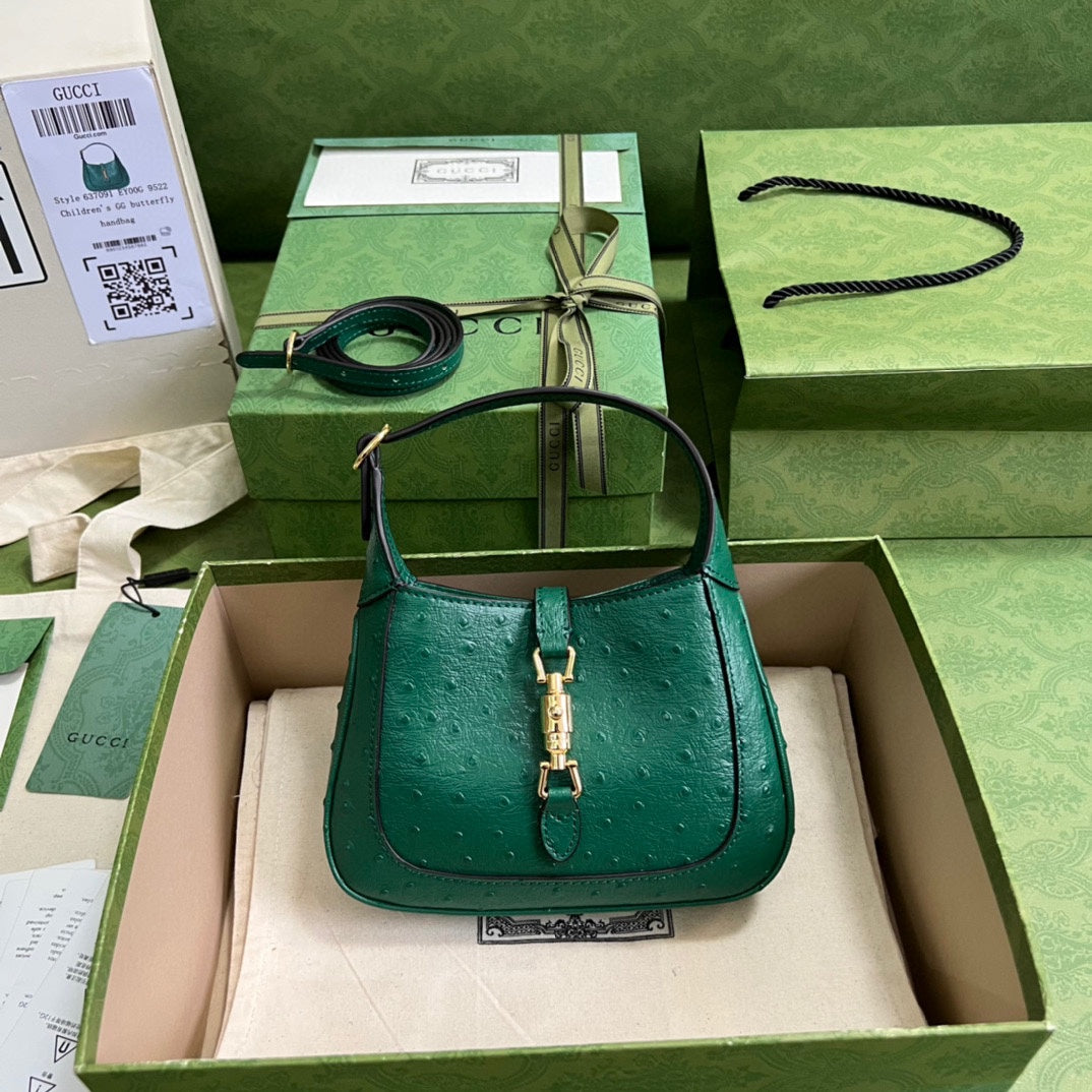 Gucci Jackie Ostrich Shoulder Bag