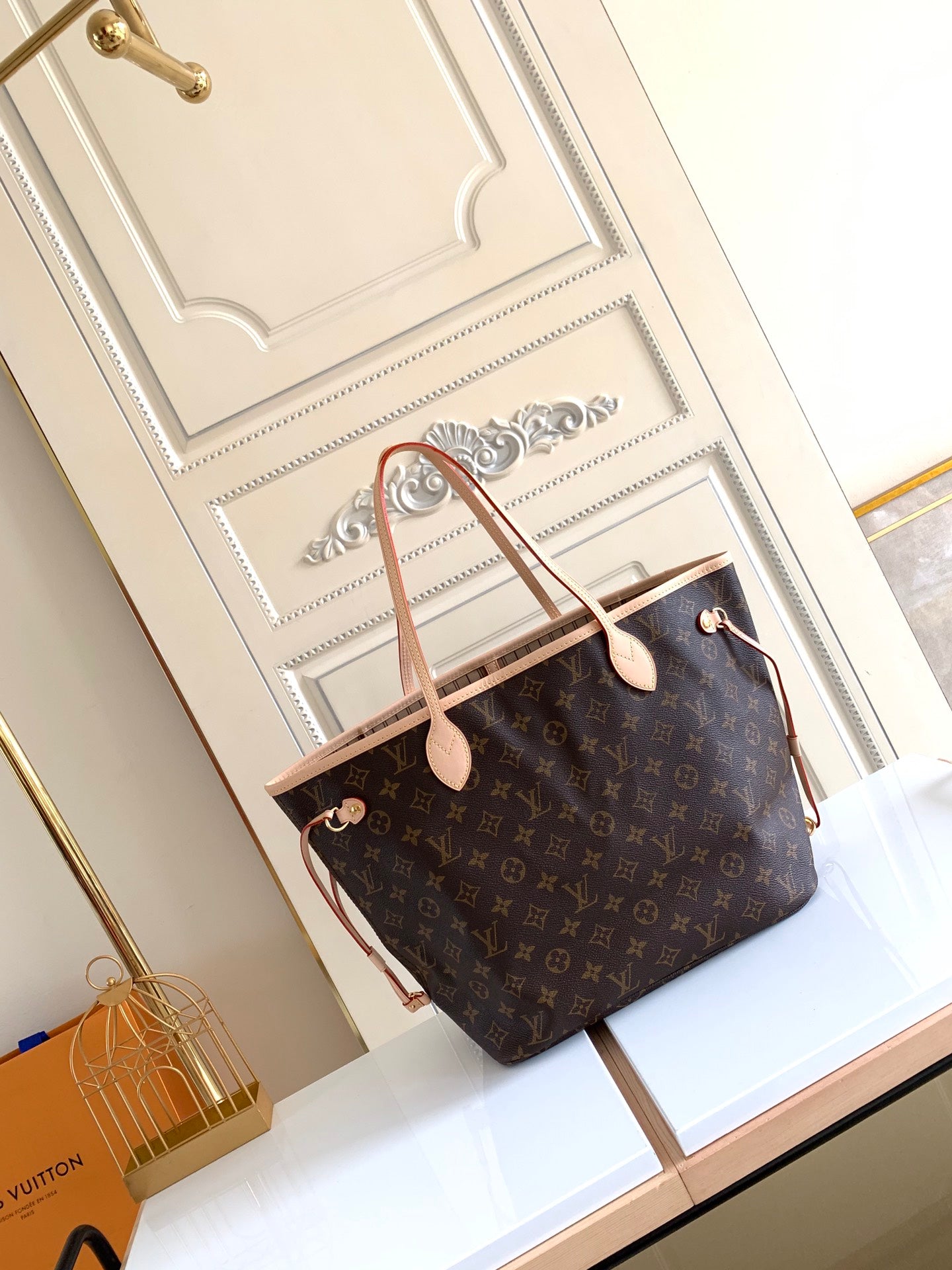 Louis Vuitton Neverfull Monogram,Ebene,Azur leather