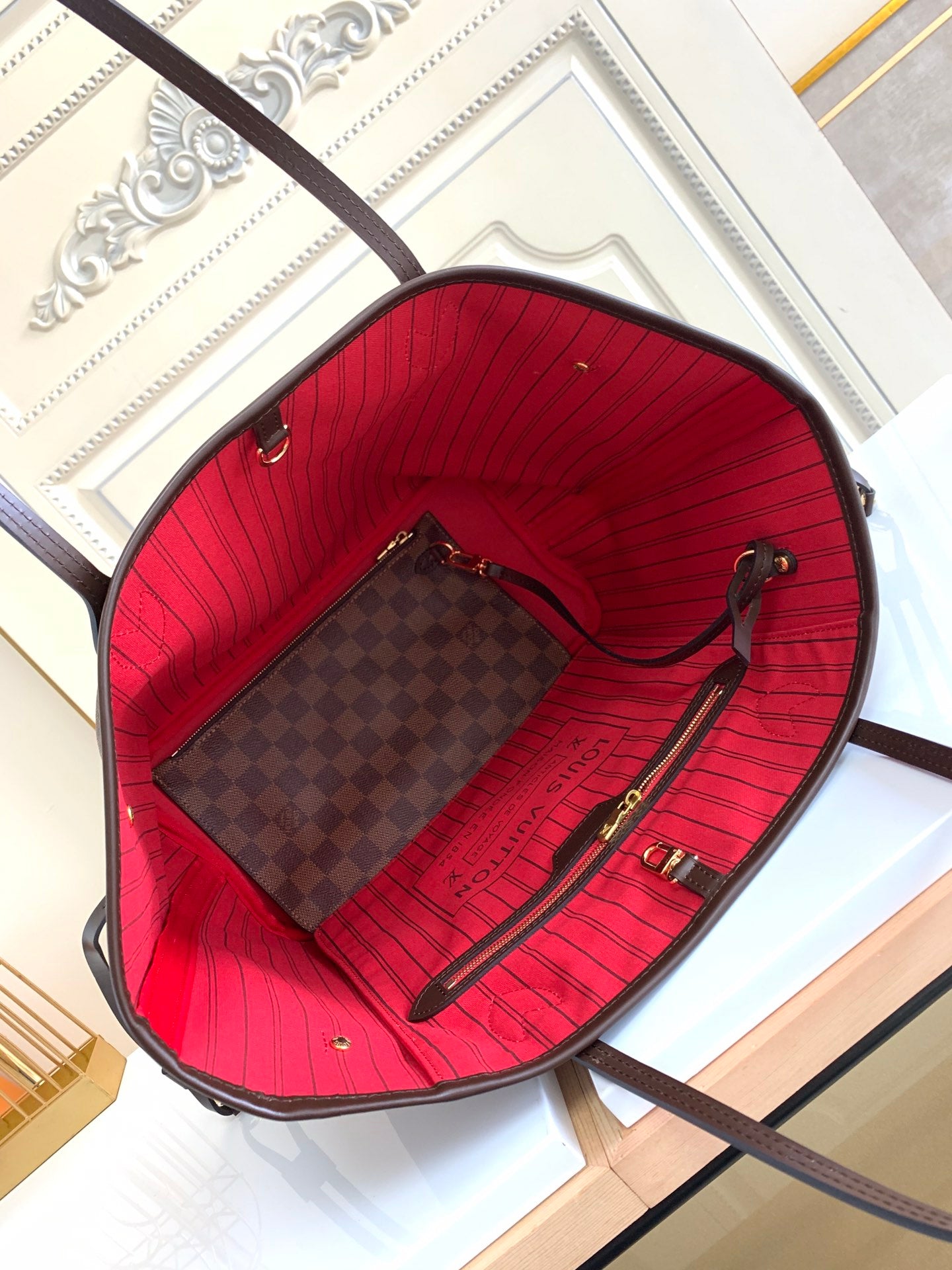 Louis Vuitton Neverfull Monogram,Ebene,Azur leather
