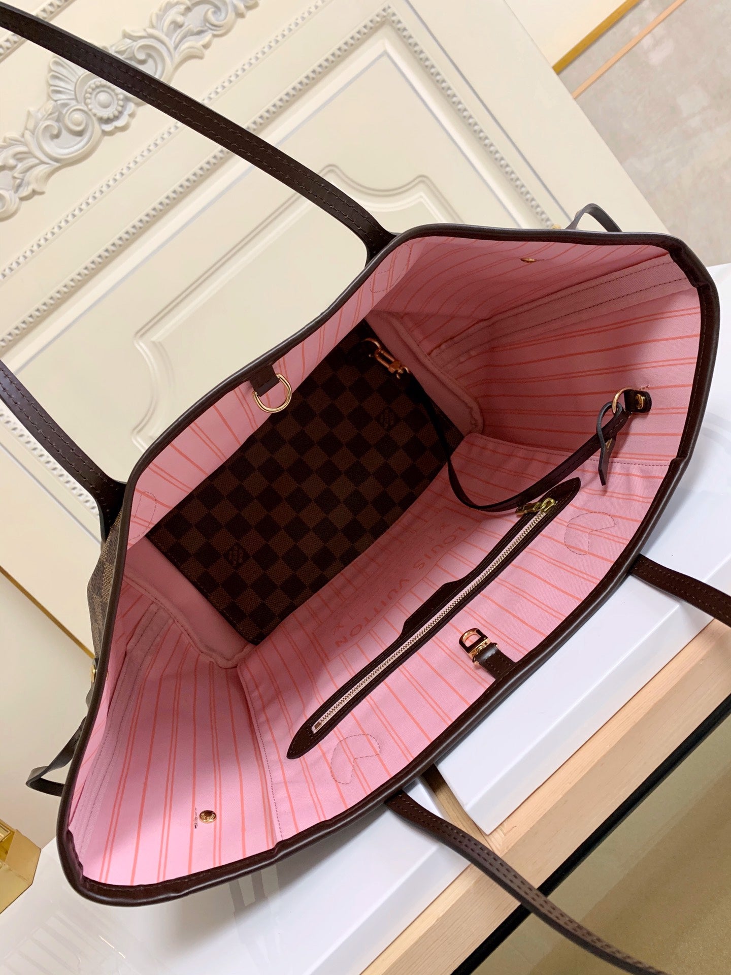 Louis Vuitton Neverfull Monogram,Ebene,Azur leather