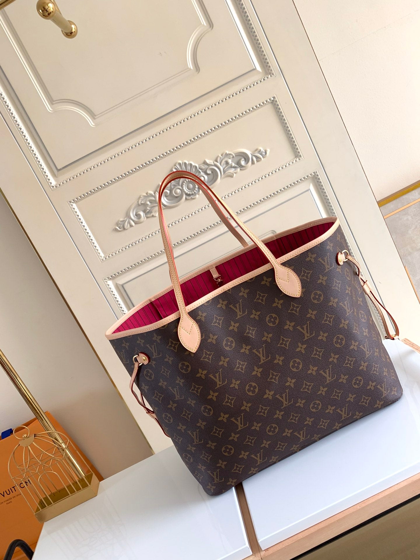 Louis Vuitton Neverfull Monogram,Ebene,Azur leather