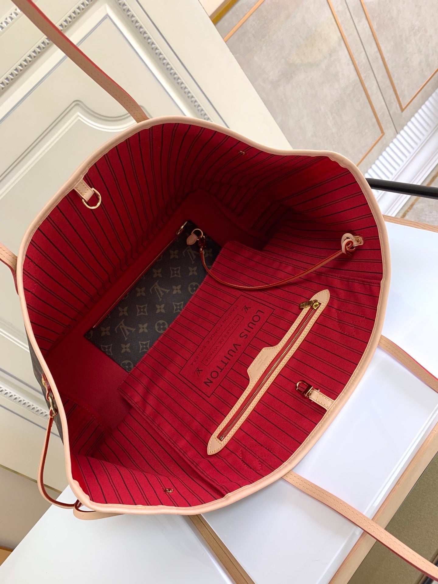 Louis Vuitton Neverfull Monogram,Ebene,Azur leather