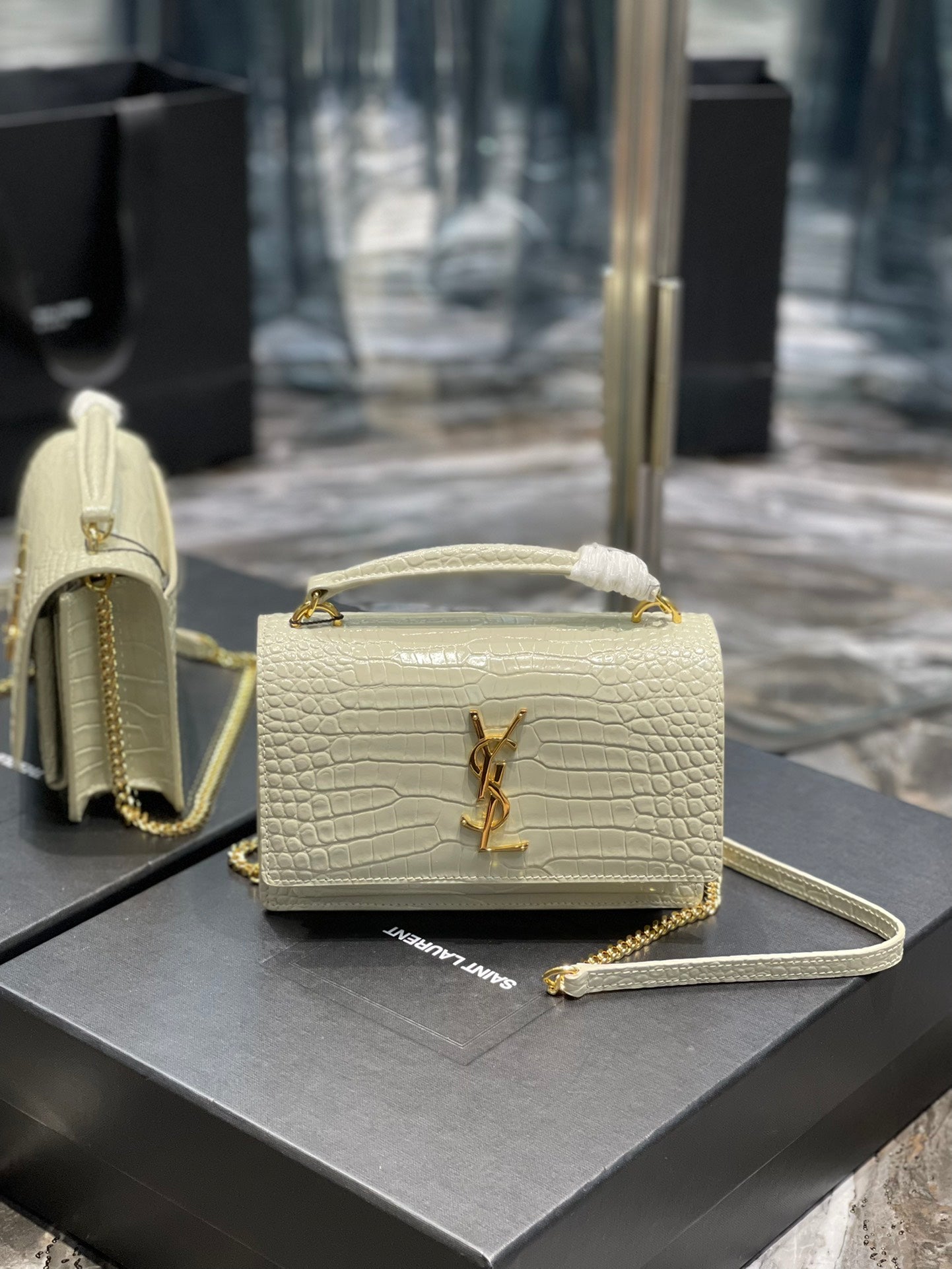 YSL SUNSET MONO BAG Crocodile