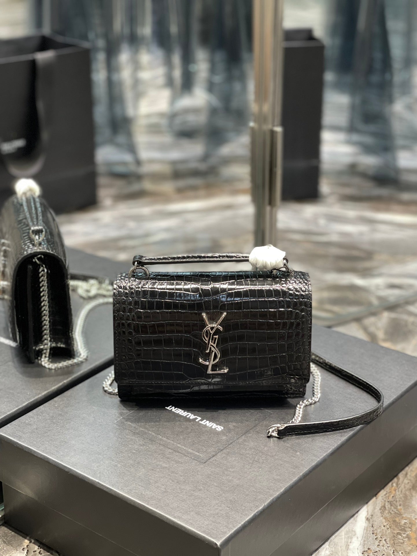 YSL SUNSET MONO BAG Crocodile