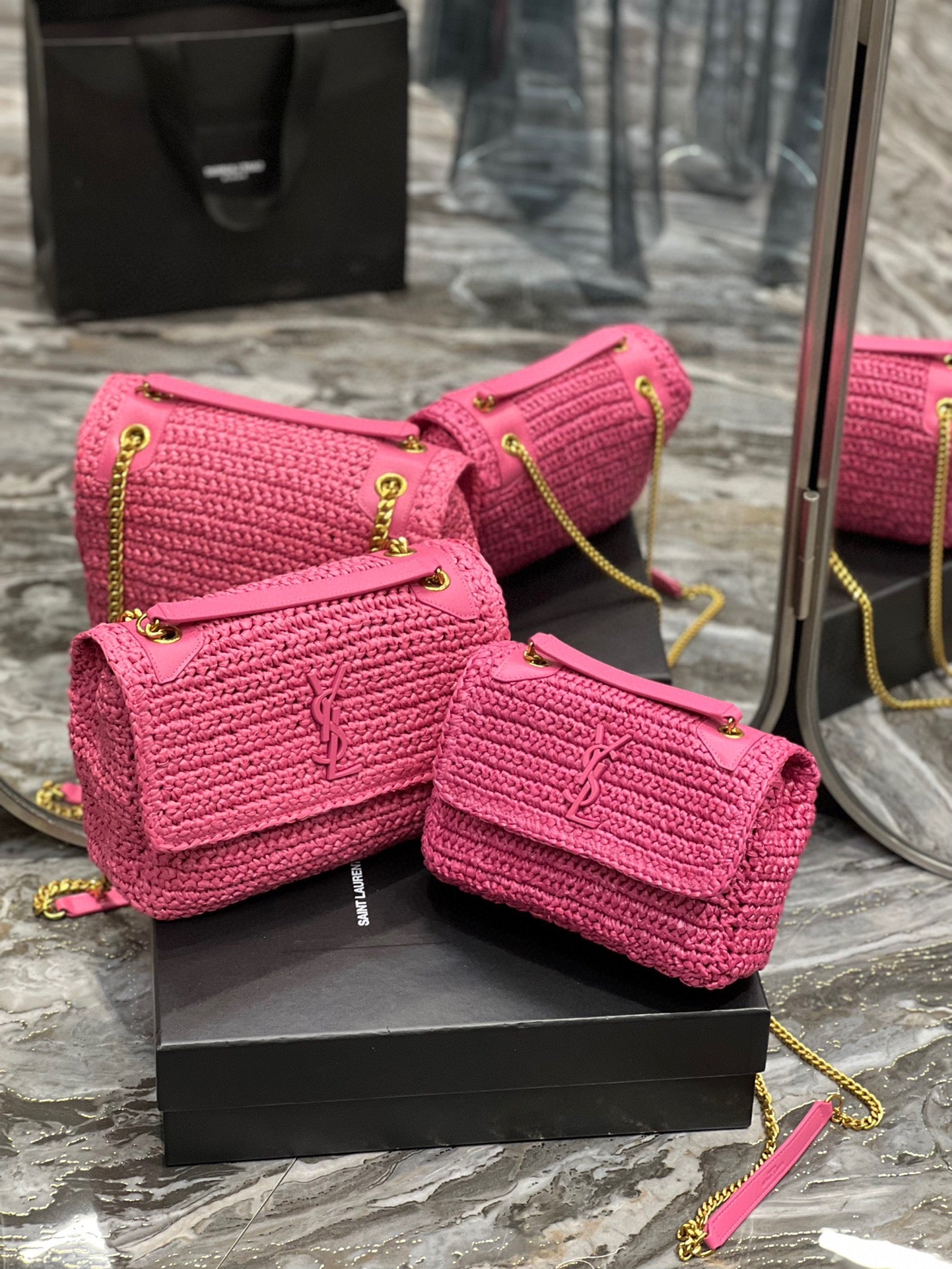 YSL NIKI RAFFIA BAG