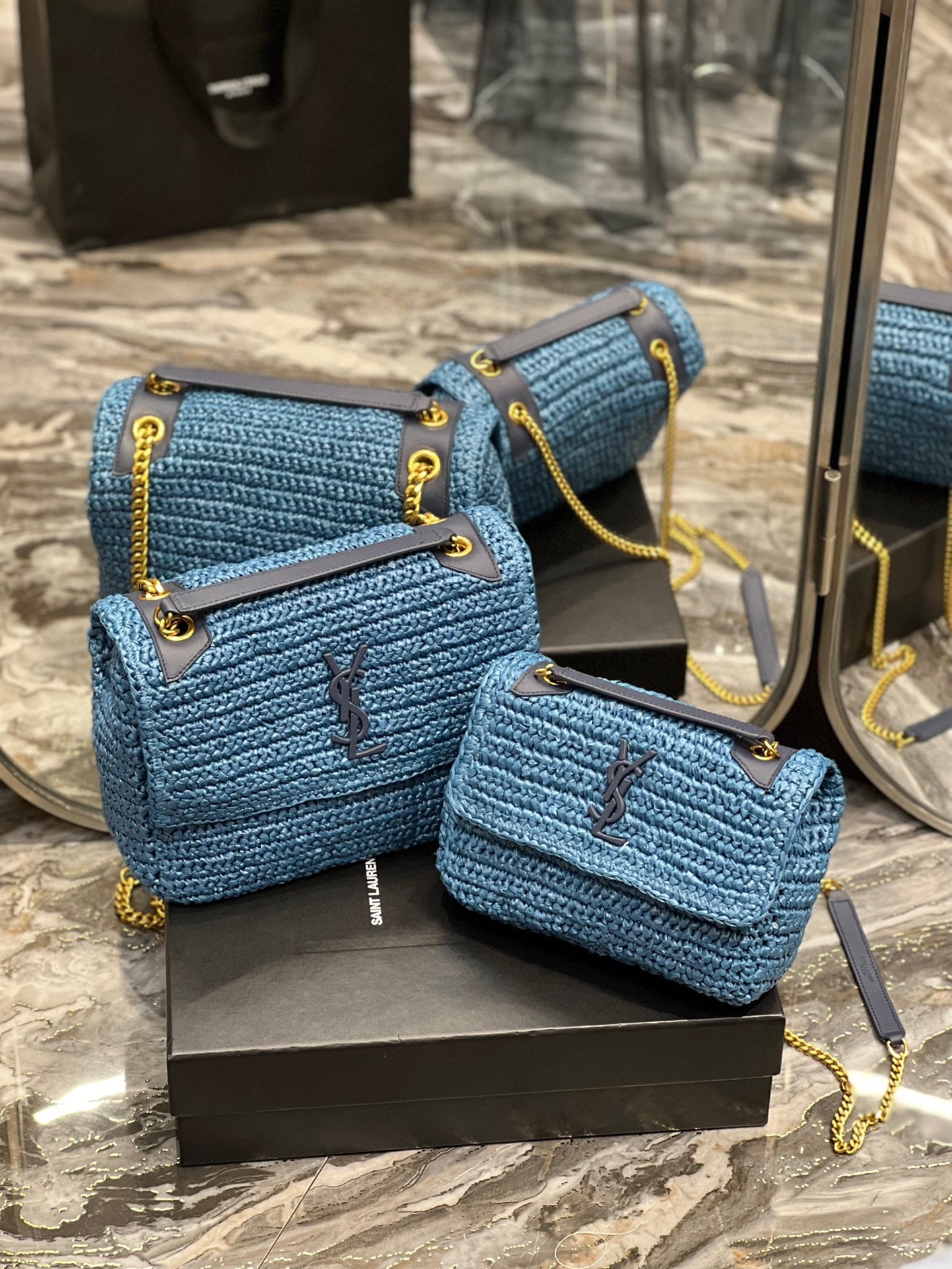 YSL NIKI RAFFIA BAG