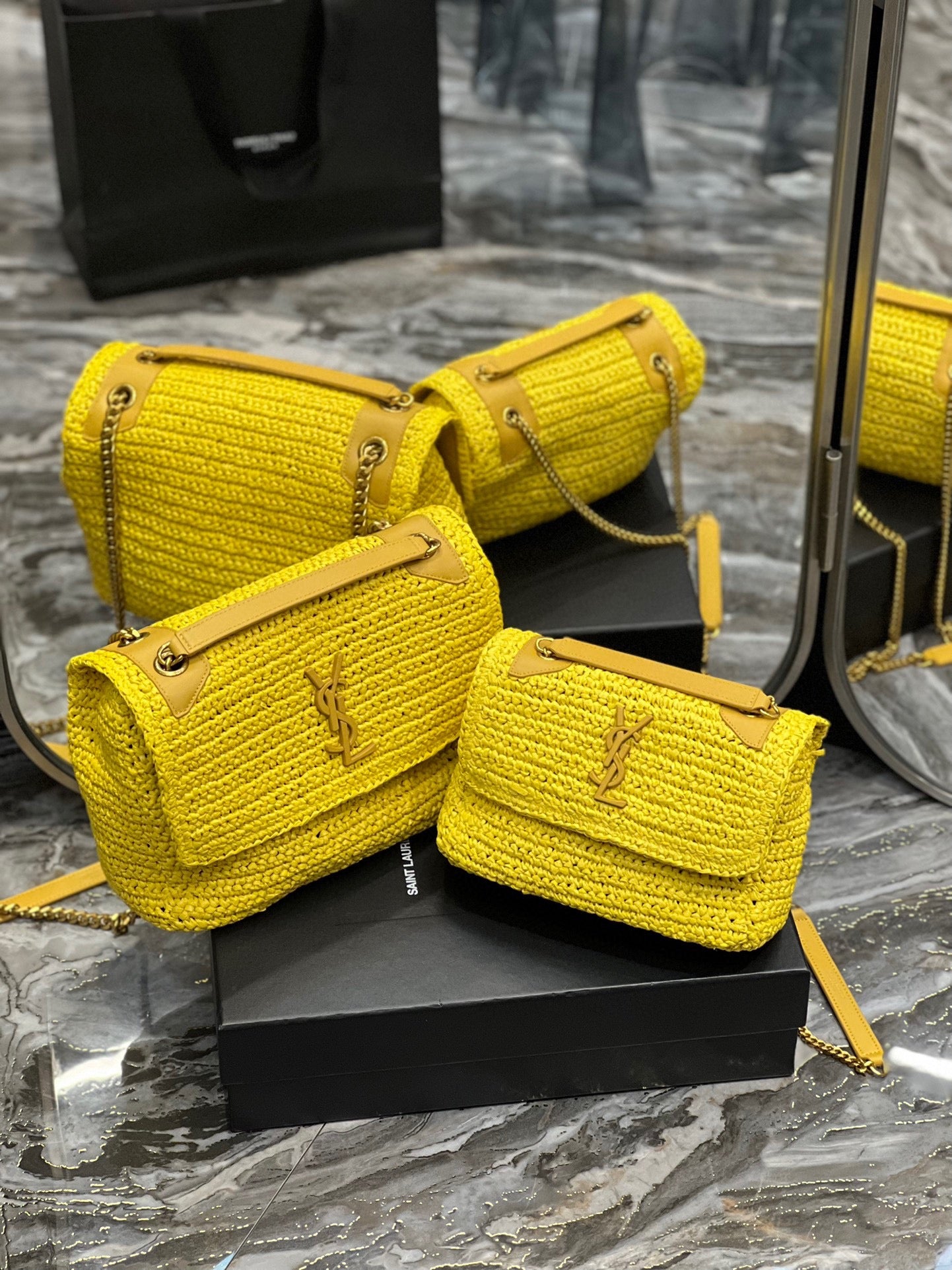 YSL NIKI RAFFIA BAG