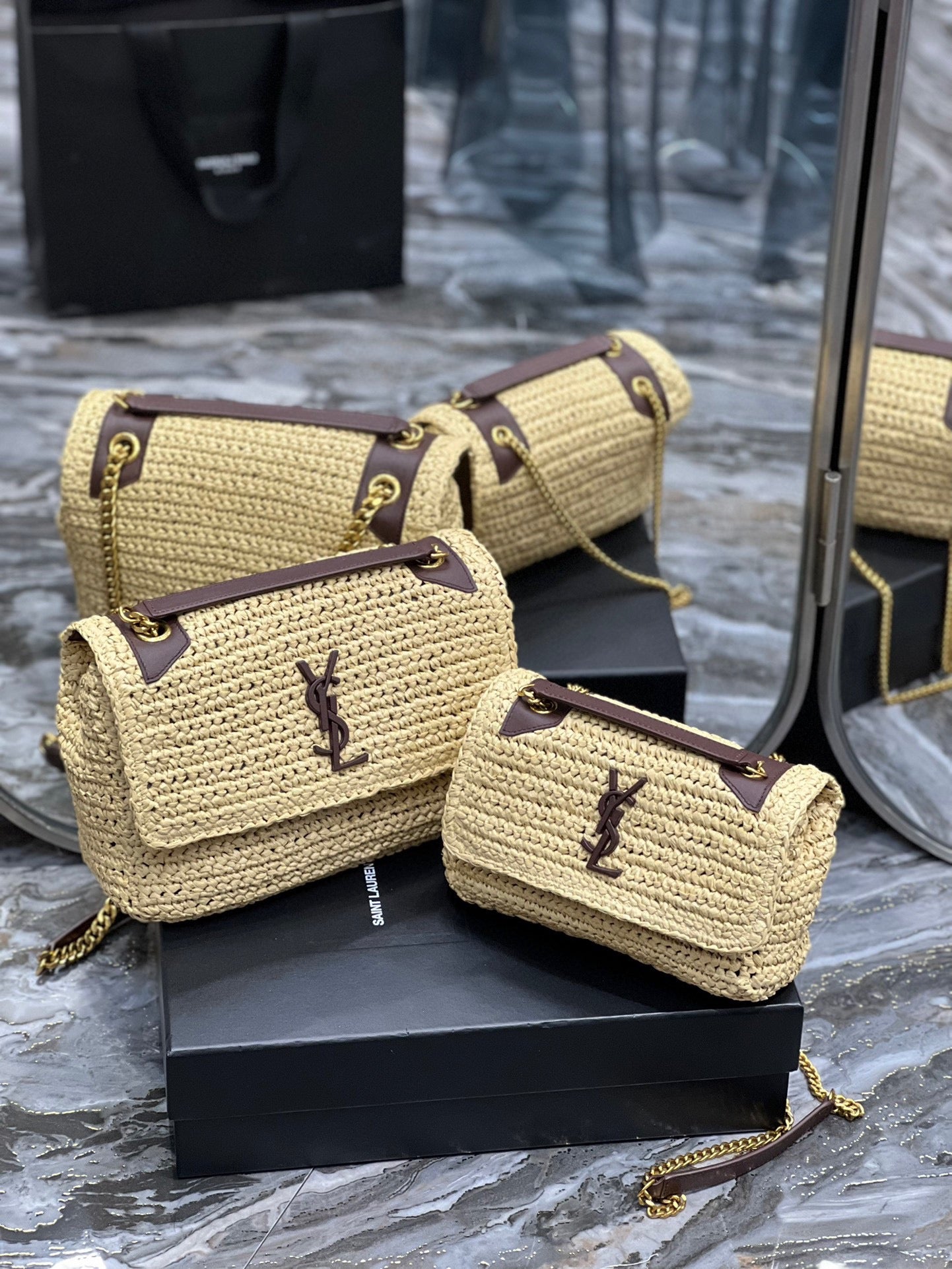 YSL NIKI RAFFIA BAG