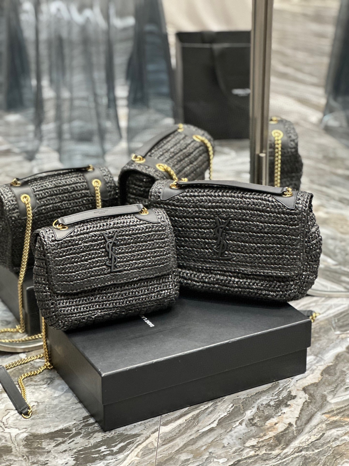 YSL NIKI RAFFIA BAG