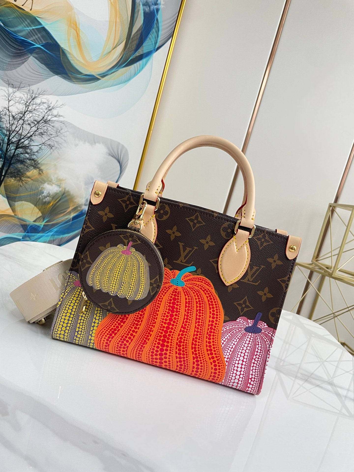 Louis Vuitton Onthego x YK PM, MM Pumpkin edition