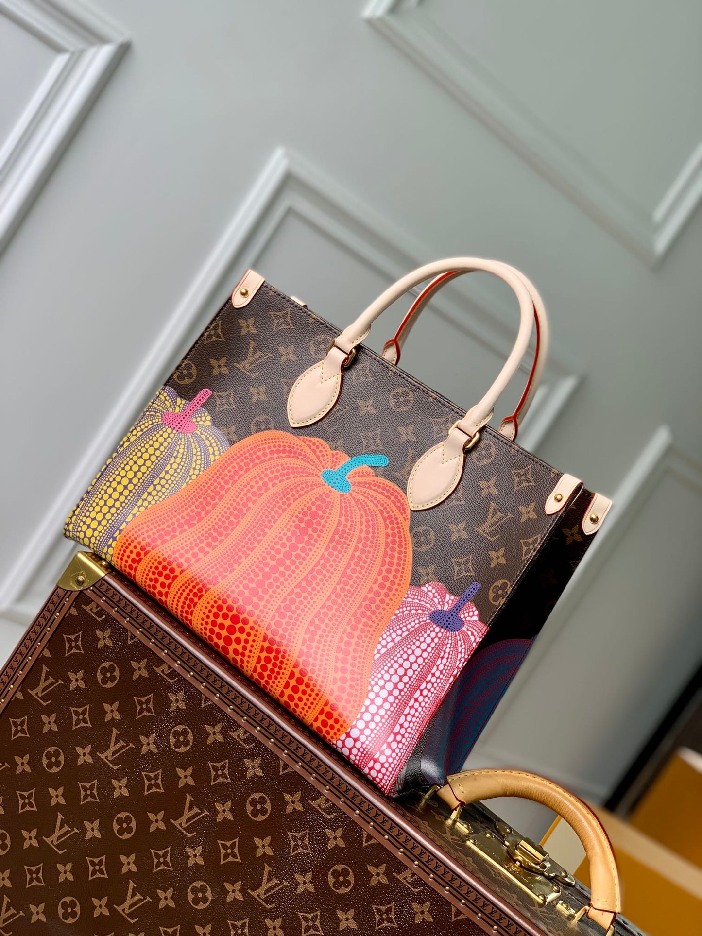 Louis Vuitton Onthego x YK PM, MM Pumpkin edition