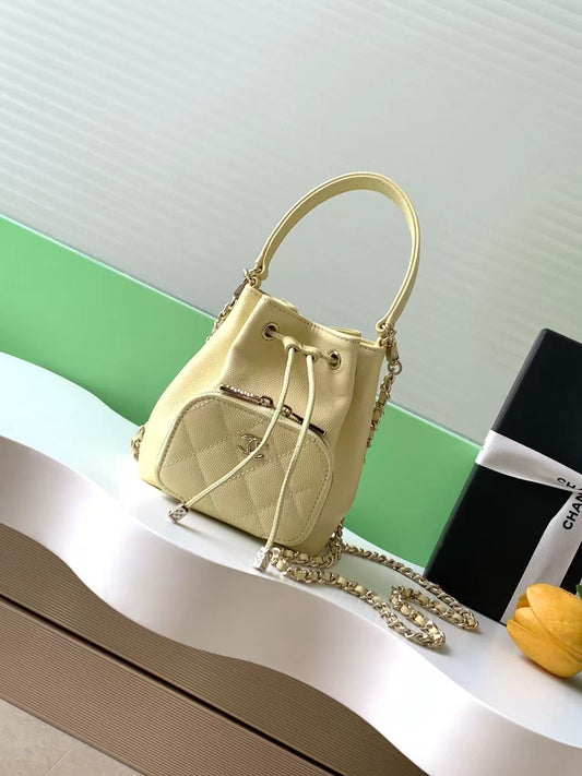 Chanel leather bucket bag with handle
