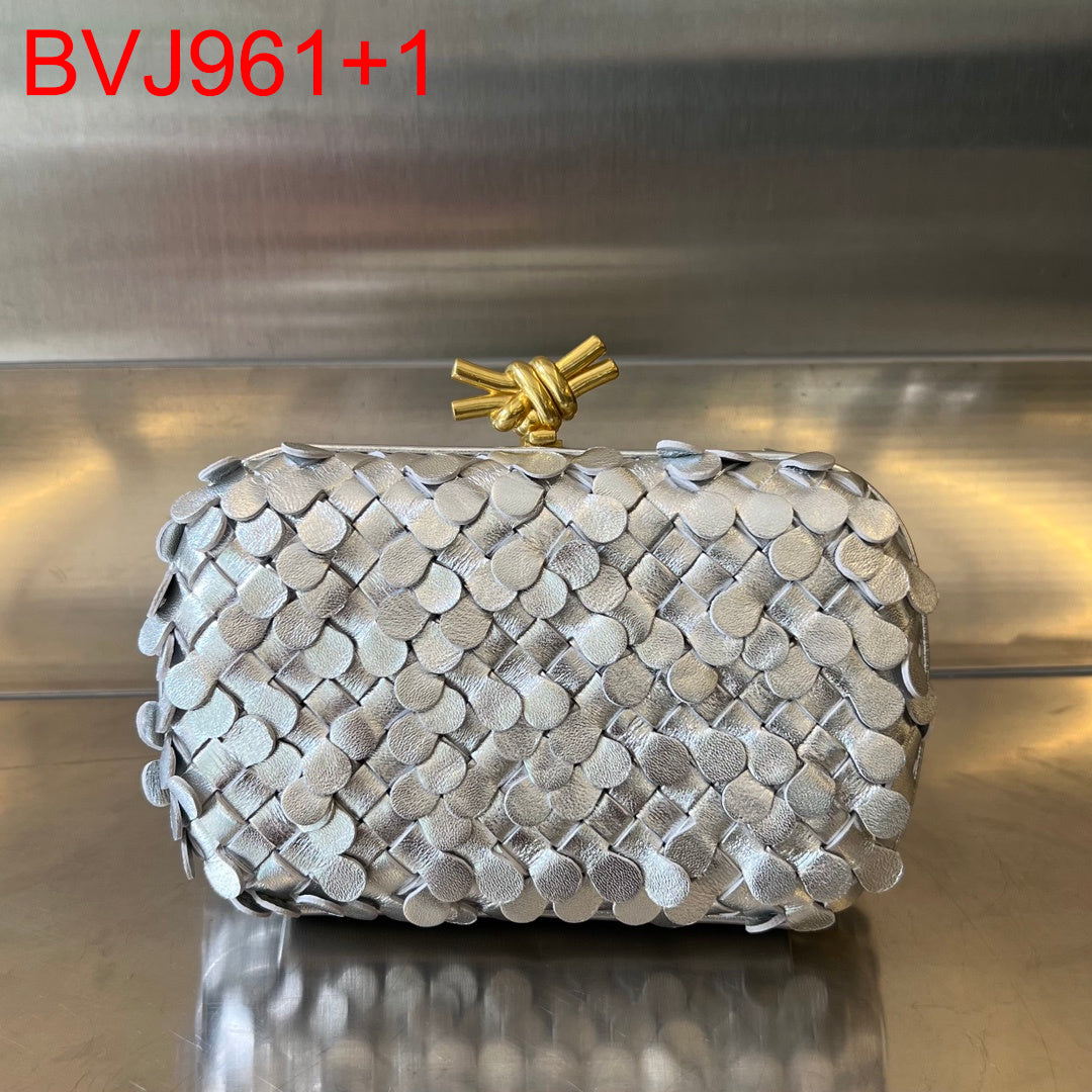 Bottega Veneta Knot Metallic Sequin Intreccio Clutch Bag
