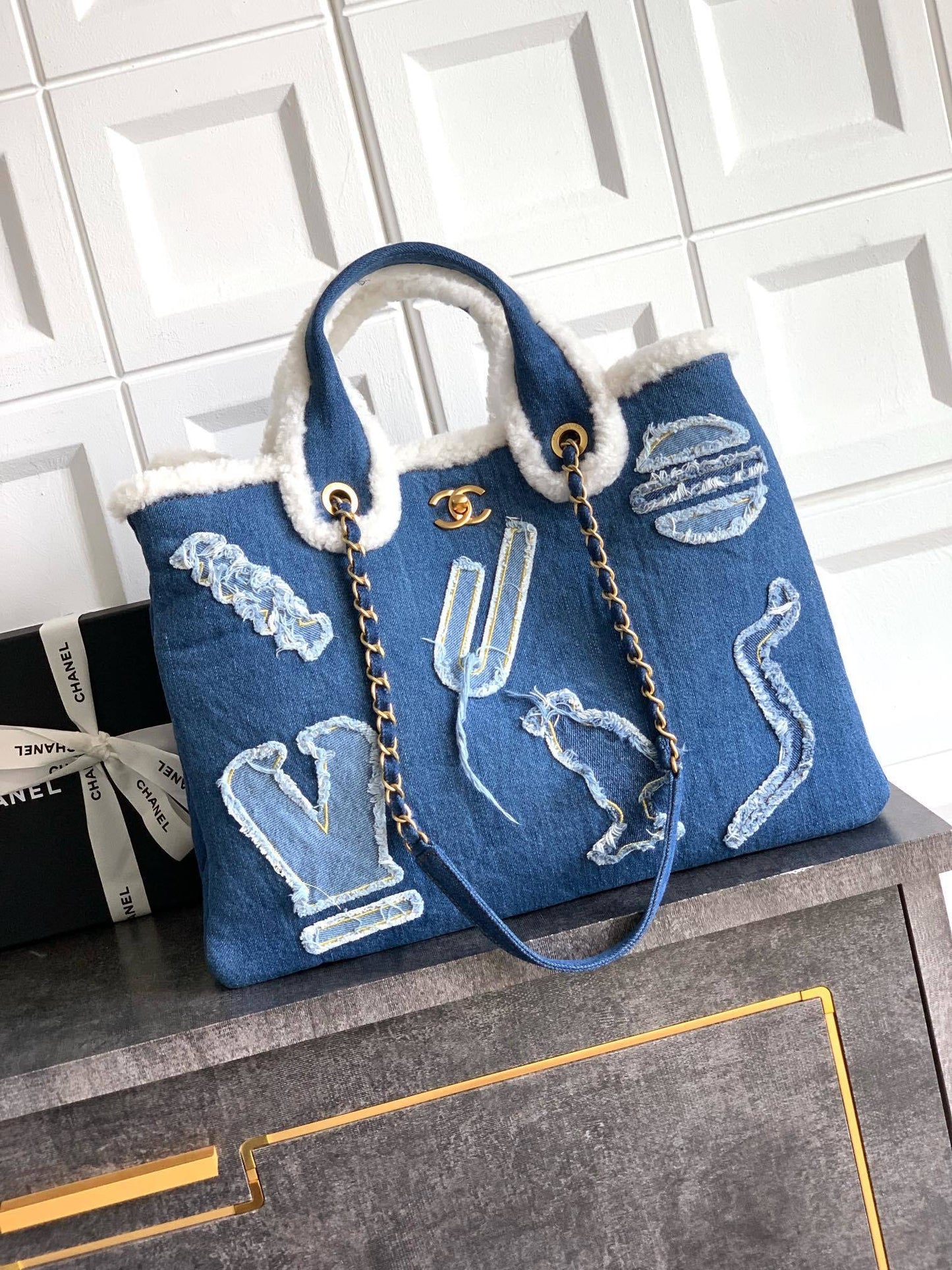 Chanel denim tote bag