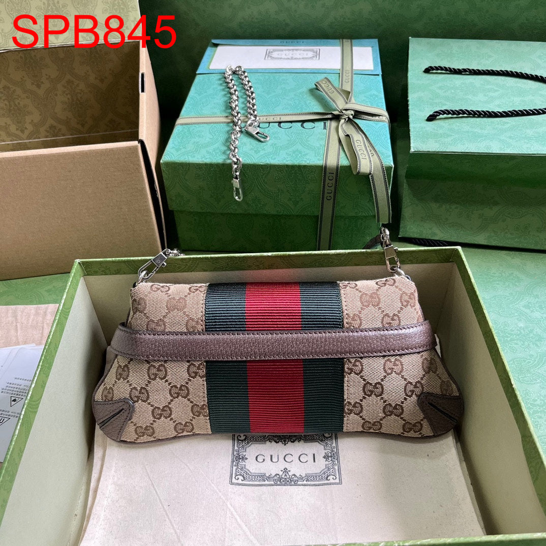 Gucci Horsebit chain Canvas small shoulder bag