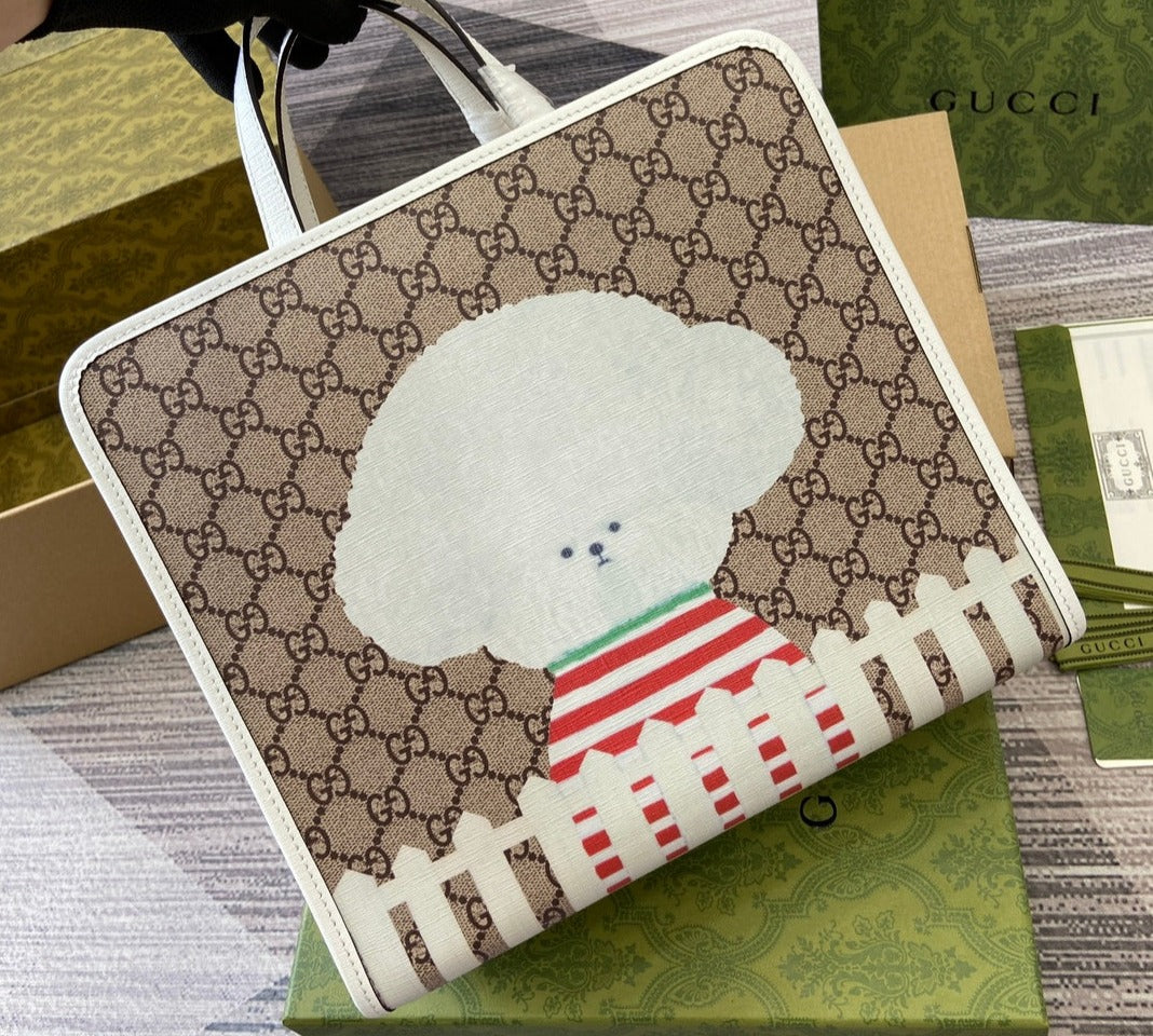 Gucci CHILDREN'S DOG PRINT TOTE BAG