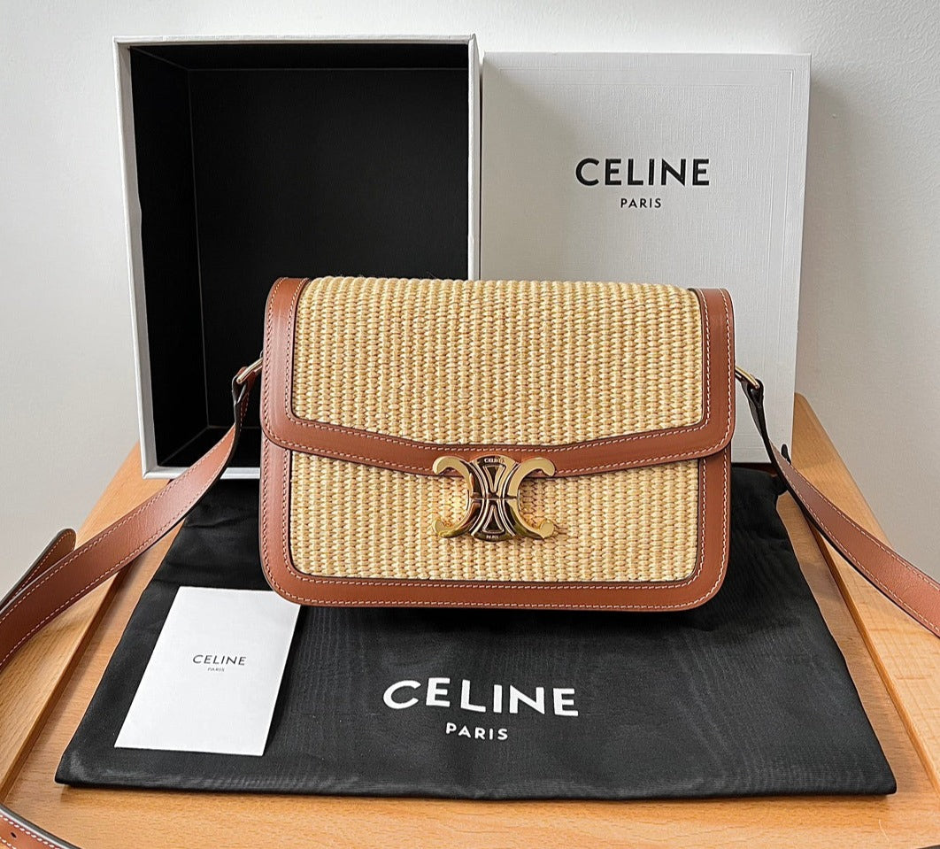 Celine Triomphe Box straw bag