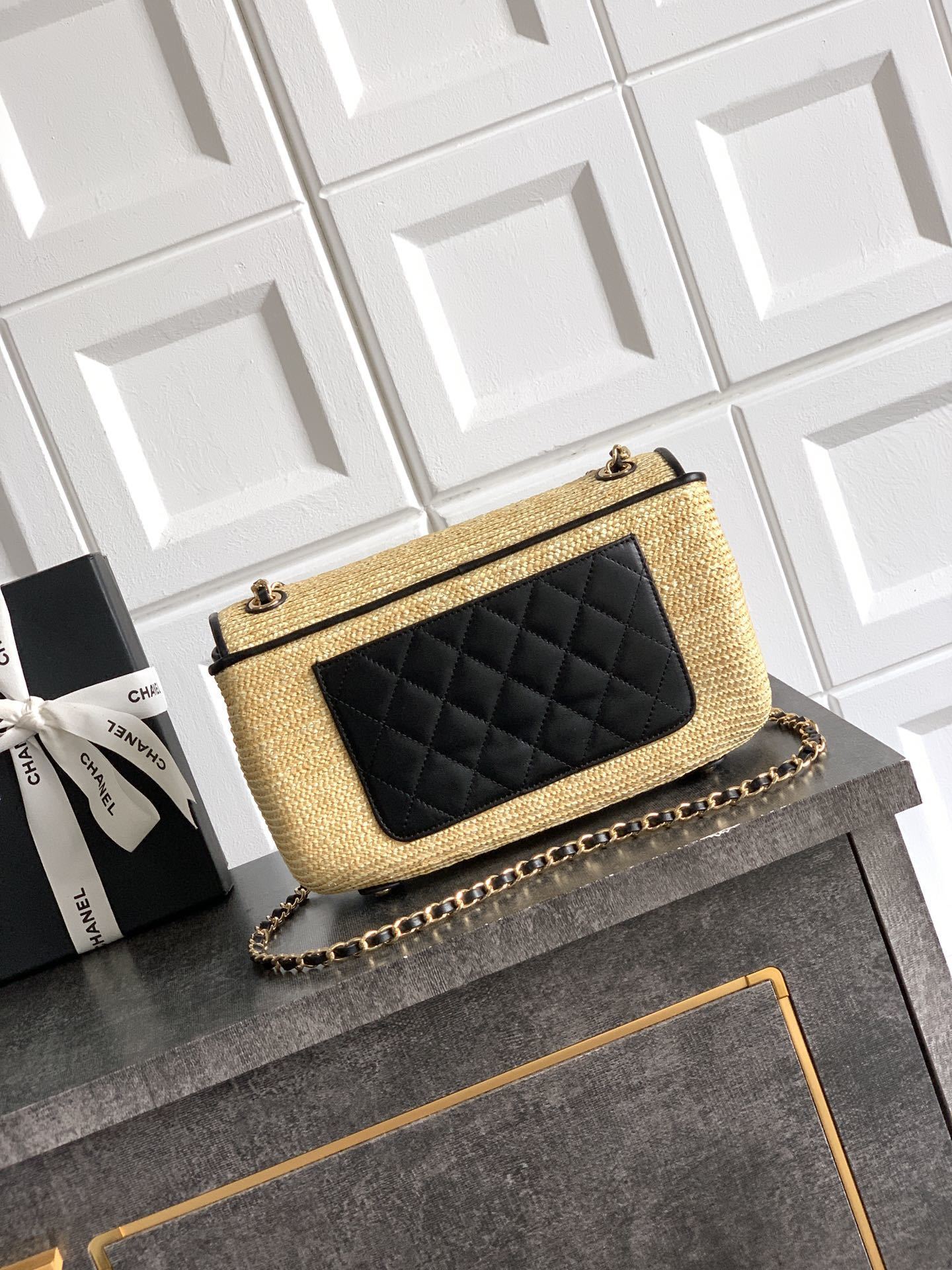 Chanel Medium Straw flap bag
