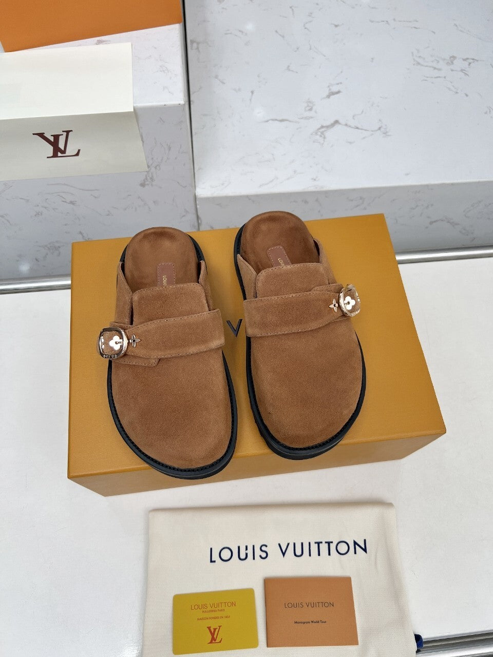 Louis Vuitton Suede Mules