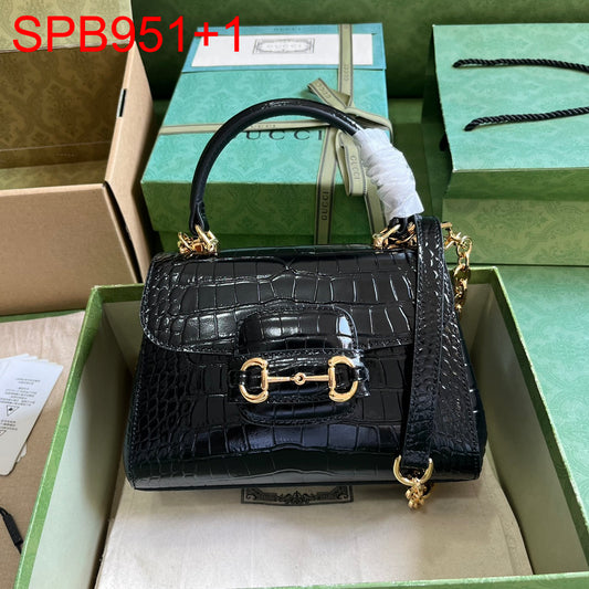 Gucci Crocodile Horsebit Top Handle Bag