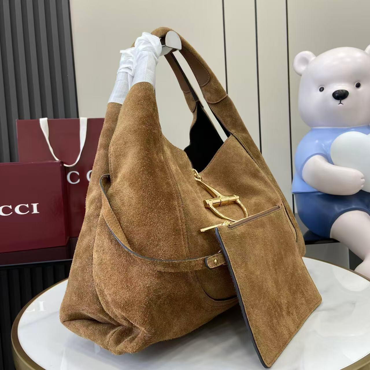 Gucci Softbit Maxi Suede bag