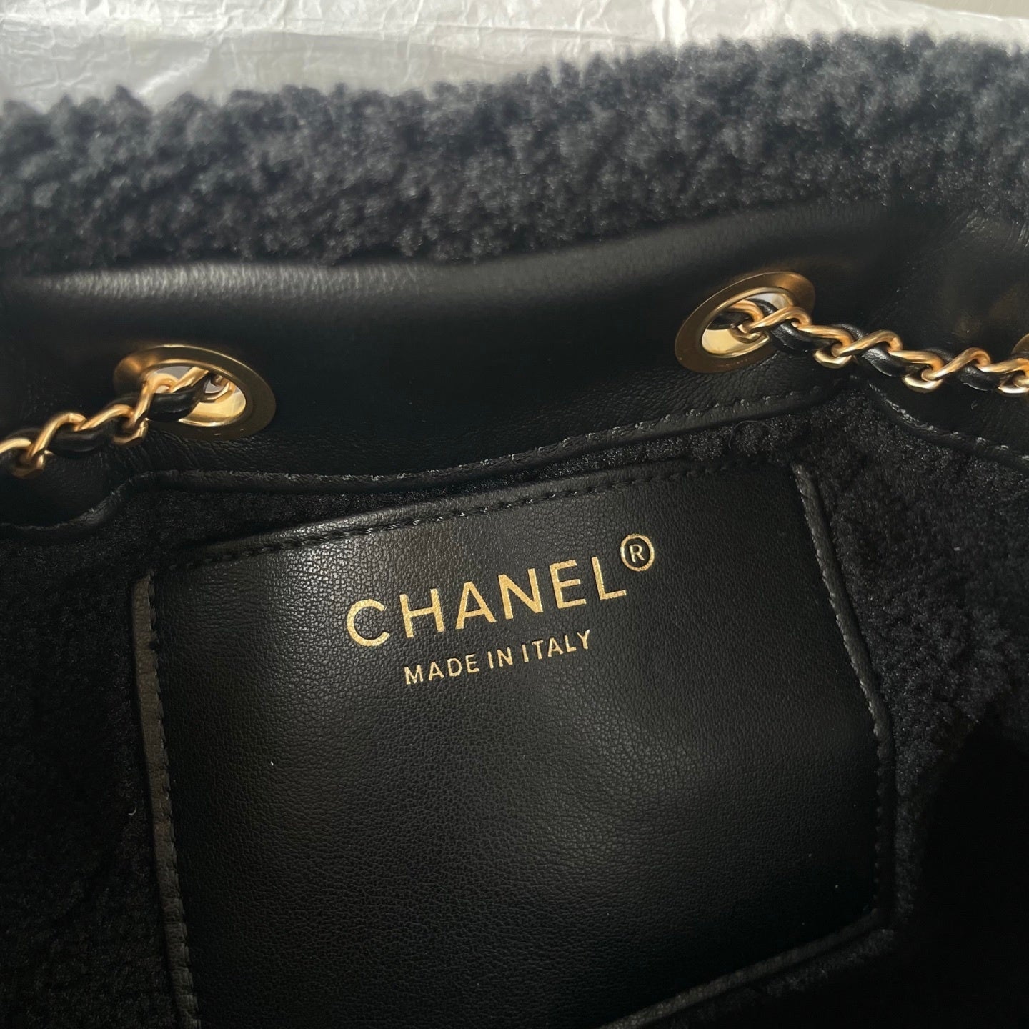 Chanel Small Leather Shearling bag