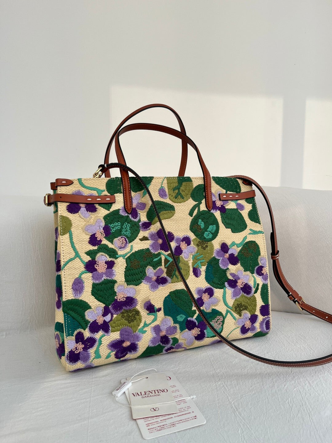 Valentino Canvas Shopping Tote Bag