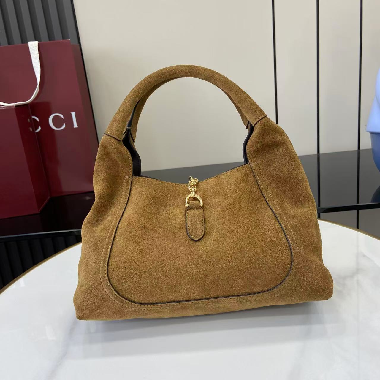 Gucci Softbit Medium suede bag