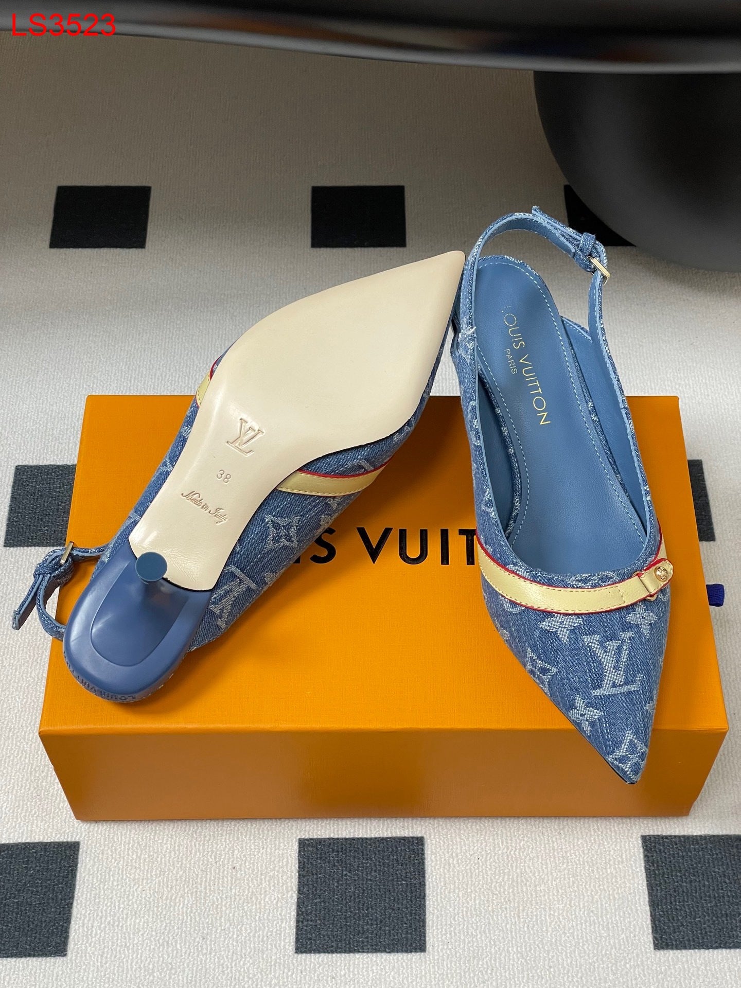 Louis Vuitton Denim Heels Sandal