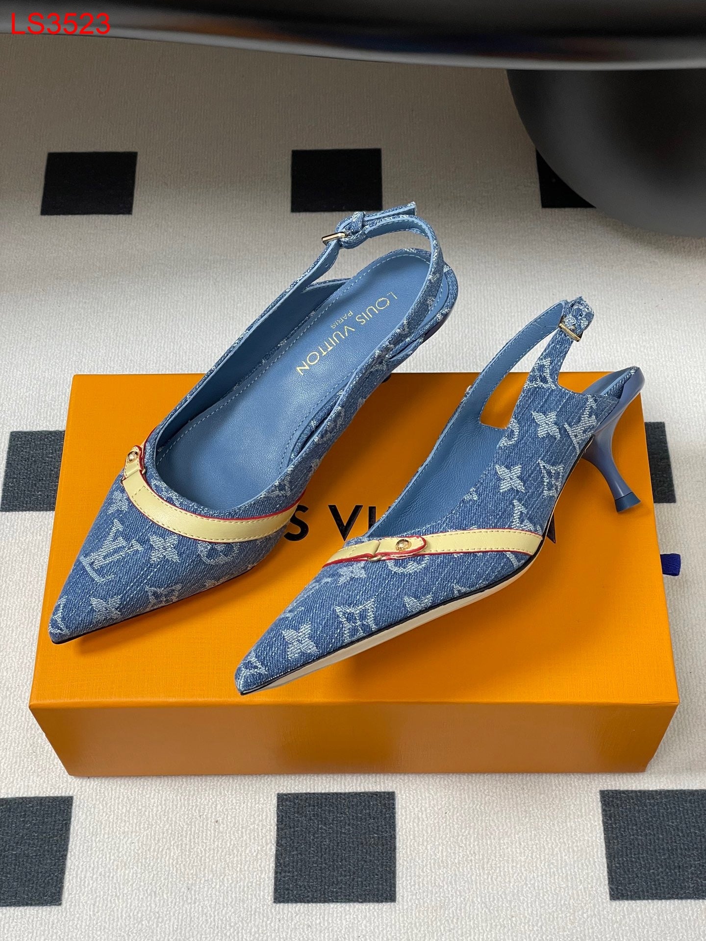 Louis Vuitton Denim Heels Sandal