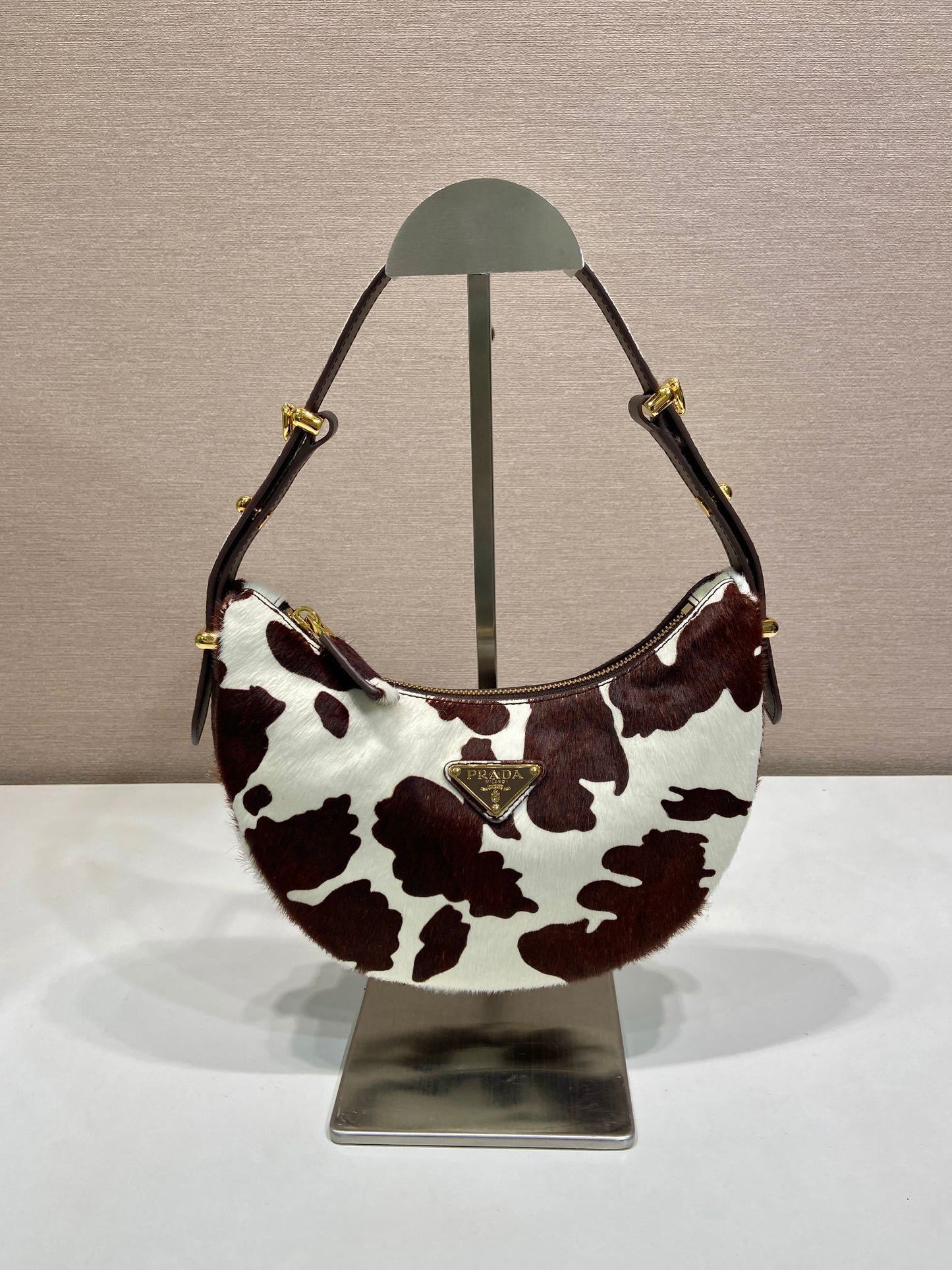 Prada Arqué printed leather mini hobo shoulder bag