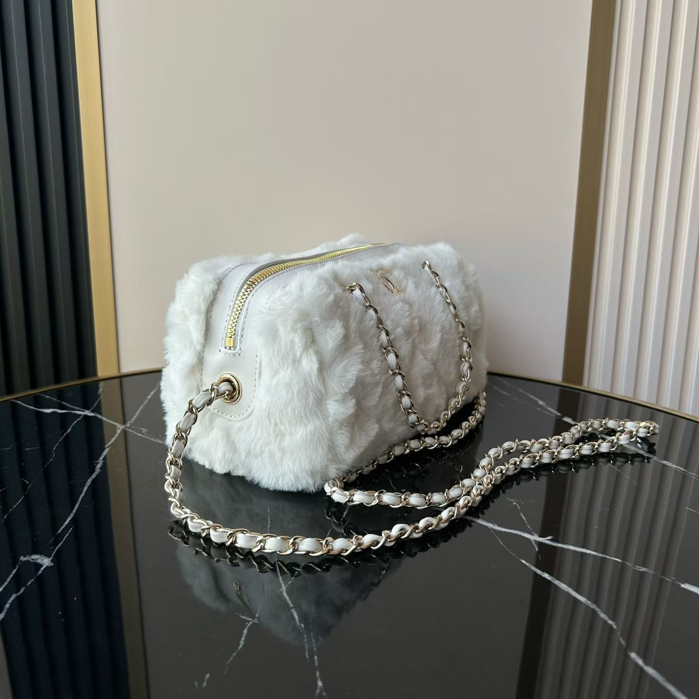 Chanel Shearling Bowling bag