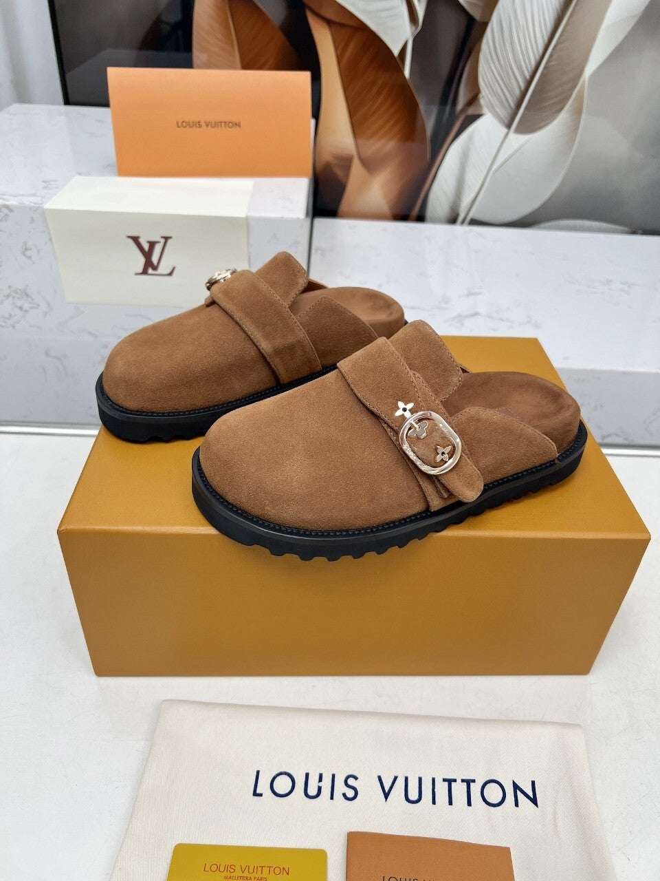 Louis Vuitton Suede Mules
