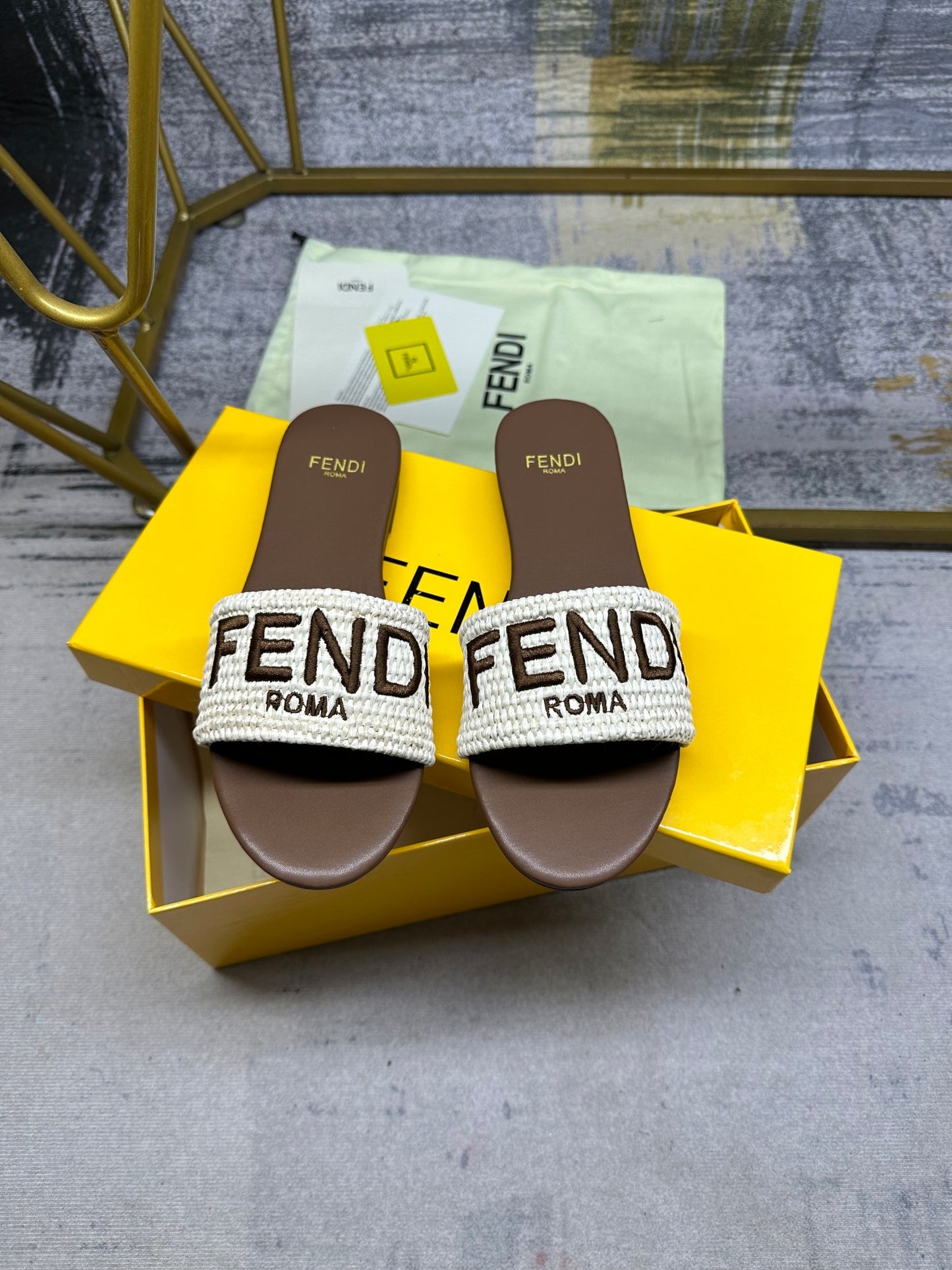Fendi Straw Slides