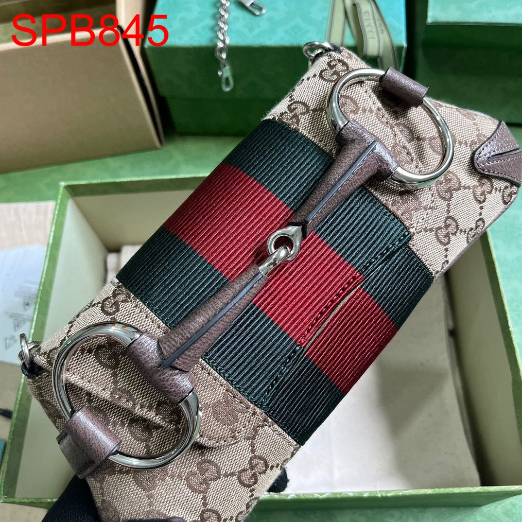 Gucci Horsebit chain Canvas small shoulder bag