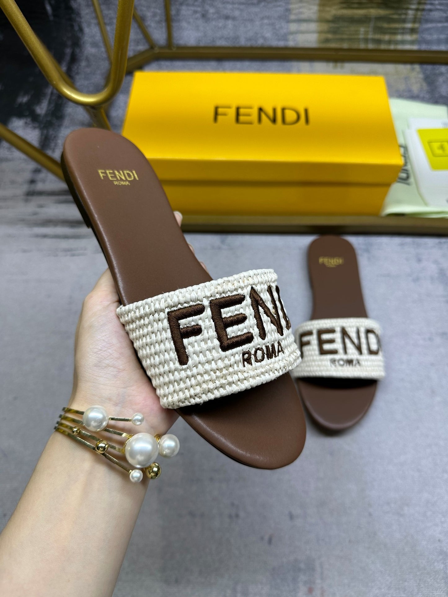 Fendi Straw Slides