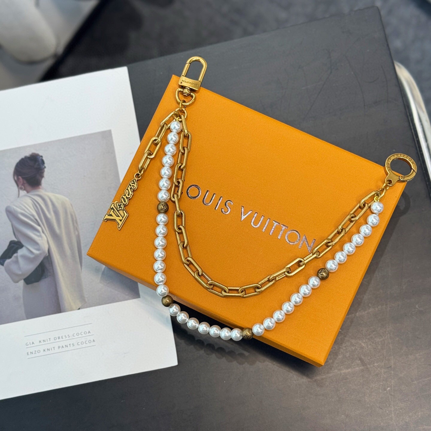 Louis Vuitton Chain Belt Pearls Bag Charm