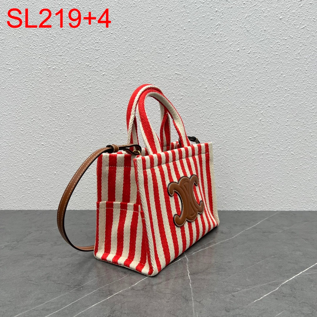 Celine SMALL CABAS THAIS IN STRIPED TEXTILE