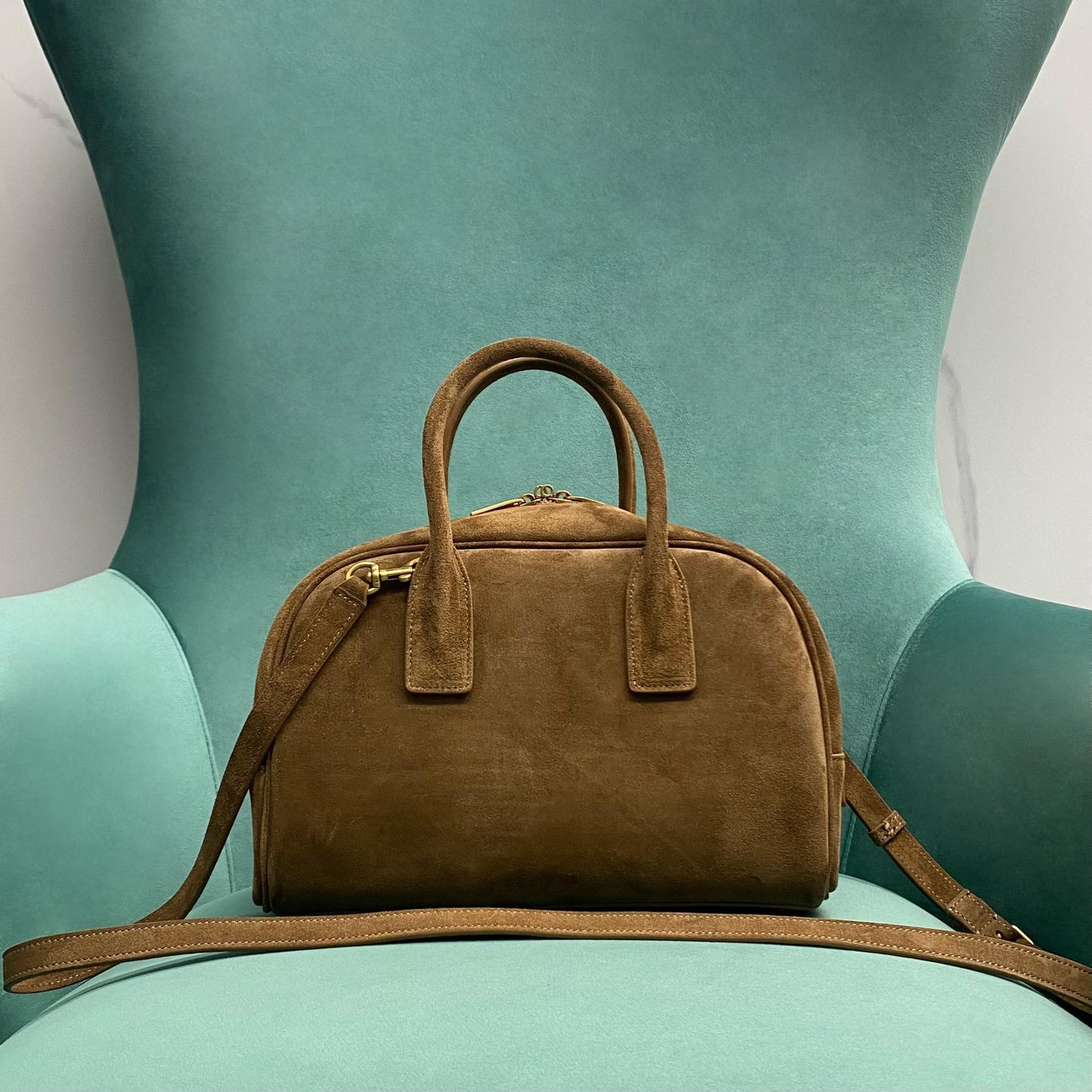 YSL Suede Boston bag