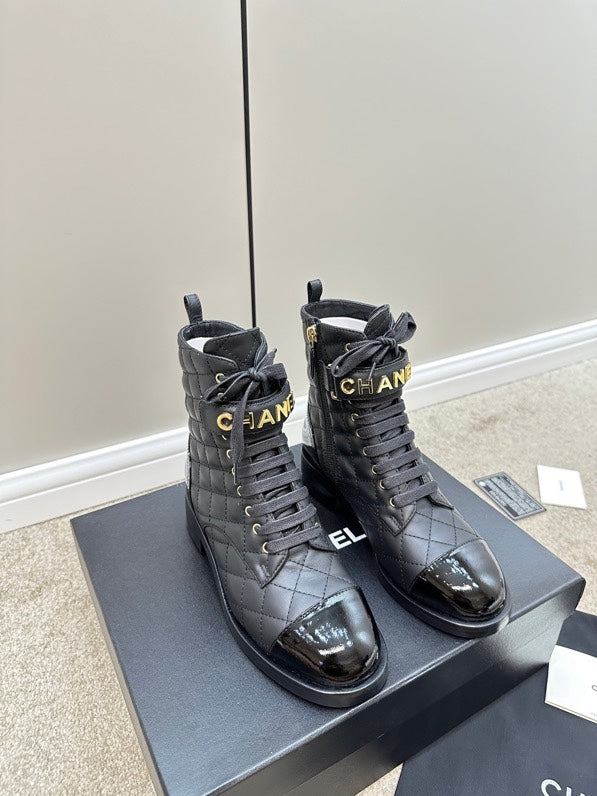 Chanel Lace Up Boots