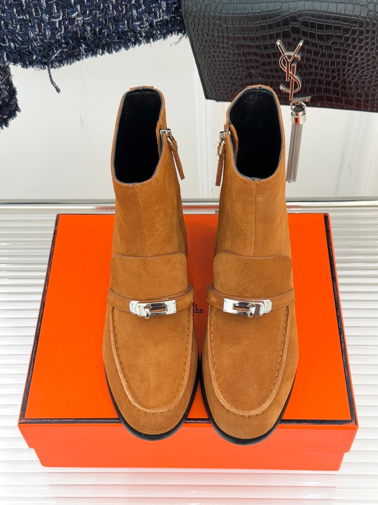 Hermes Suede Ankle Boots