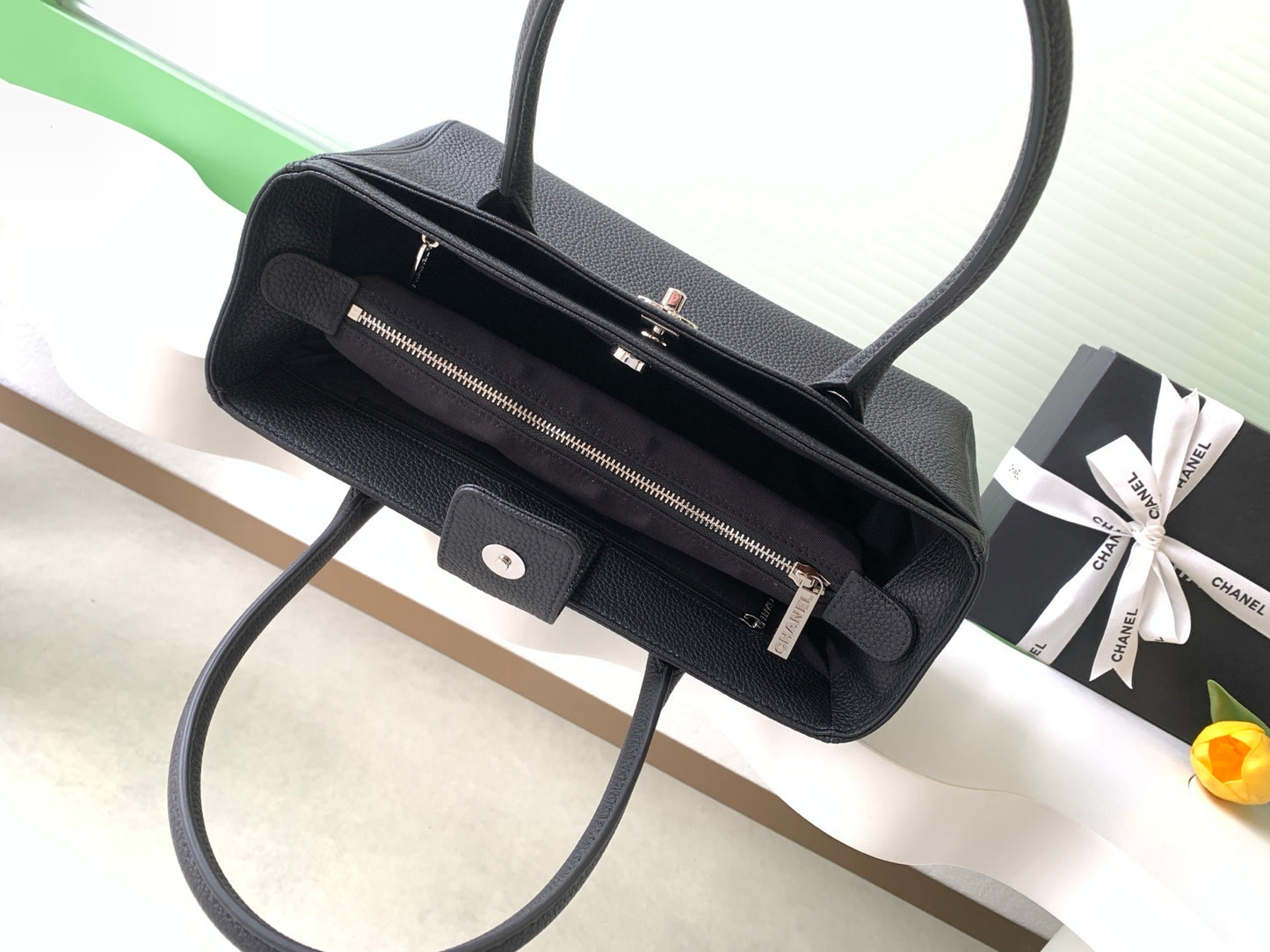 Chanel small leather tote bag