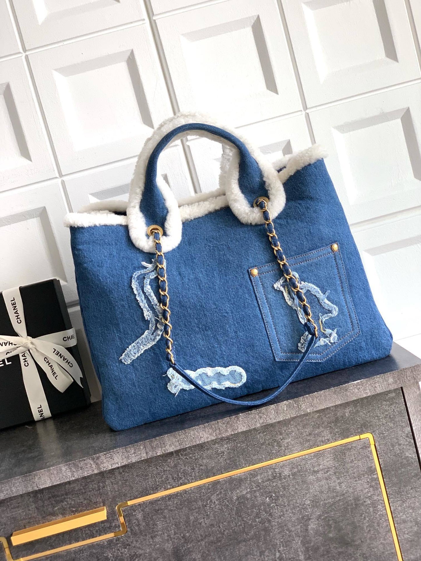 Chanel denim tote bag