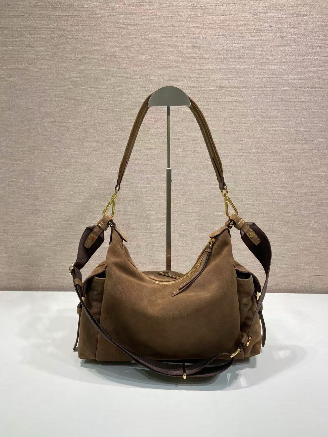 Prada Explore large suede bag