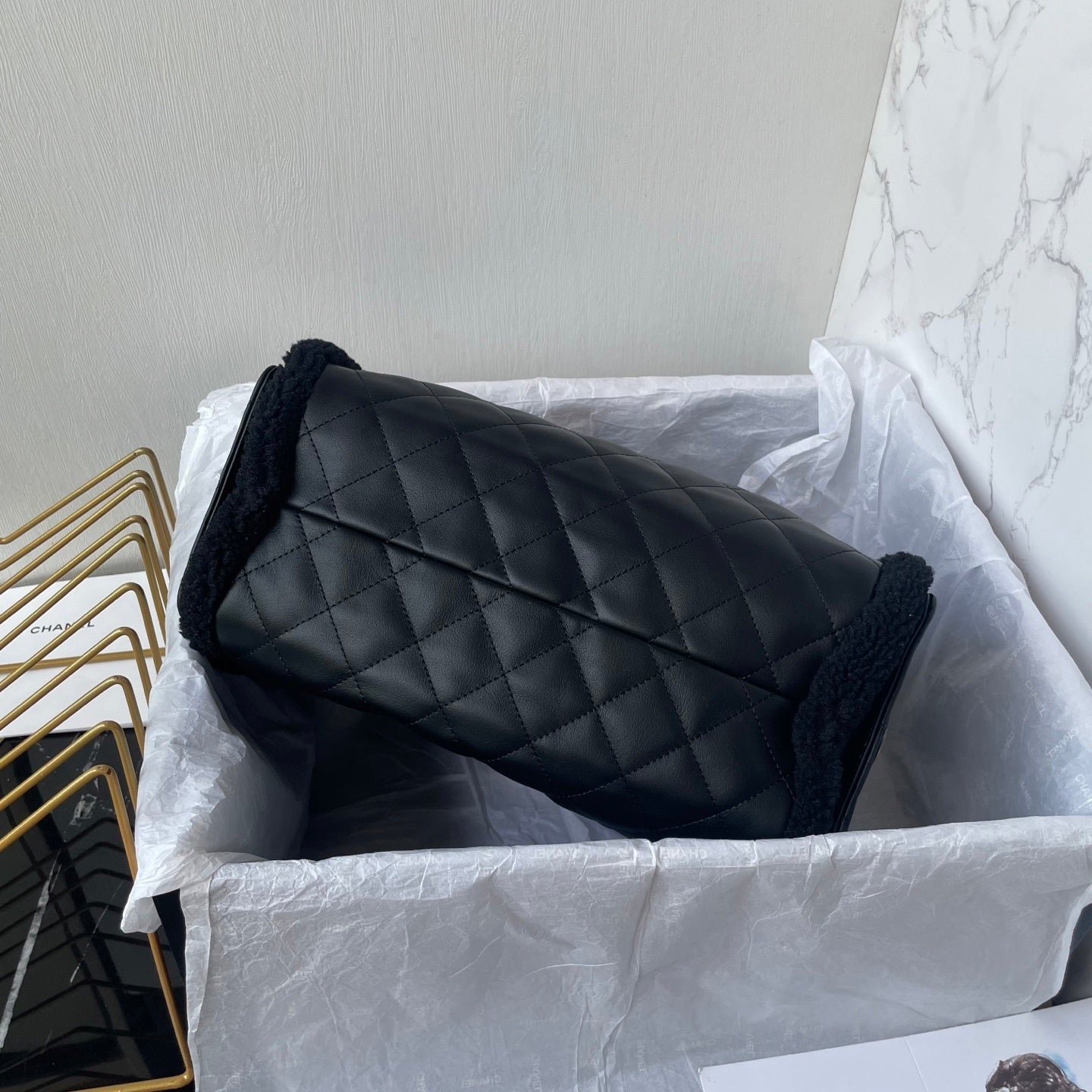 Chanel Small Leather Shearling bag
