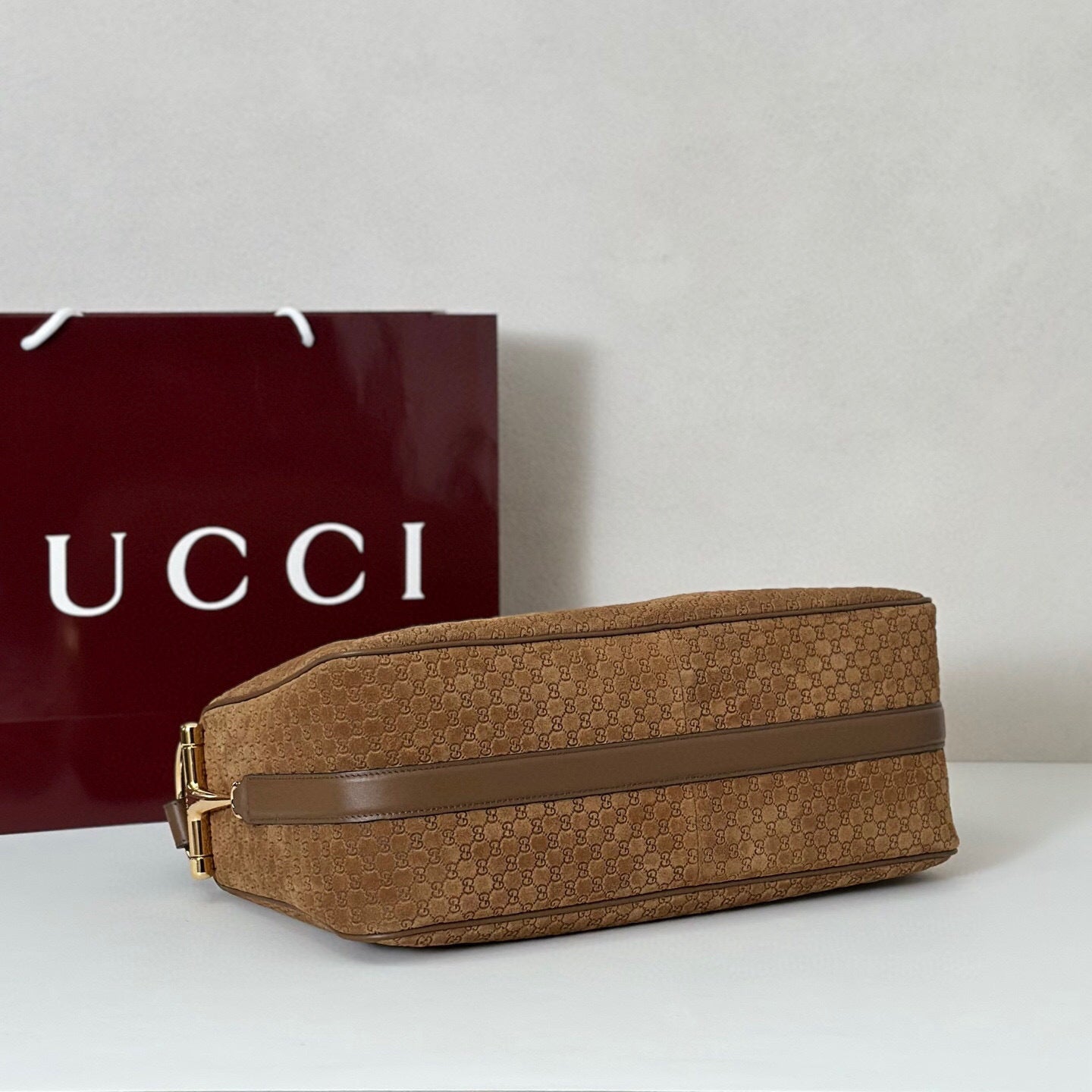 Gucci GG Large Half Horsebit Suede