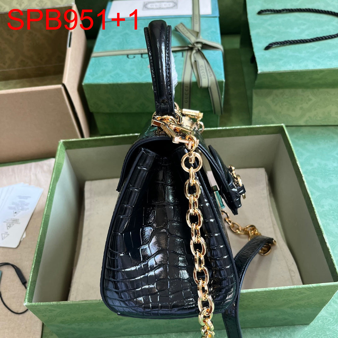 Gucci Crocodile Horsebit Top Handle Bag